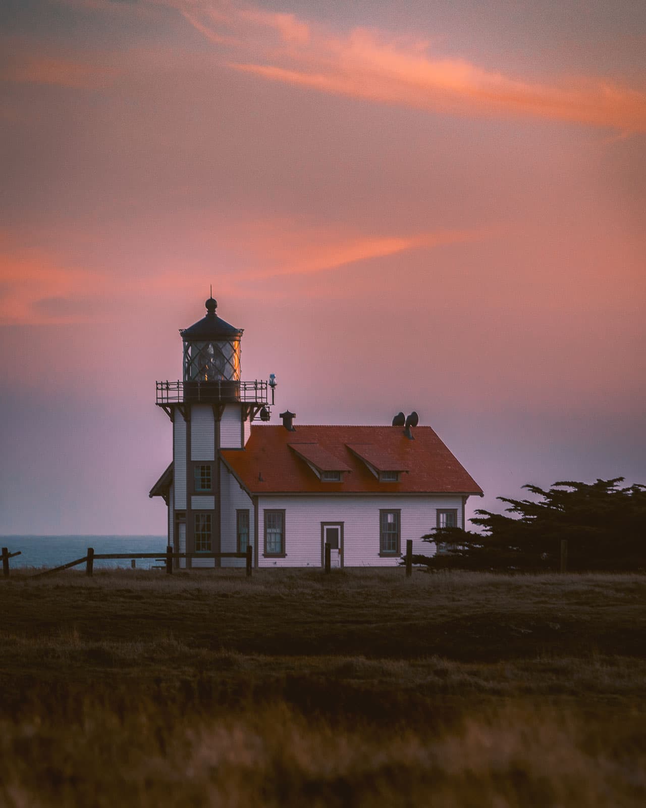 Point Cabrillo lighthouse at dusk